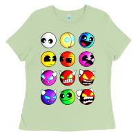 Matcha geometry dash difficulty  faces Ladies Tee - artisFamous