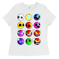 White geometry dash difficulty  faces Ladies Tee - artisFamous