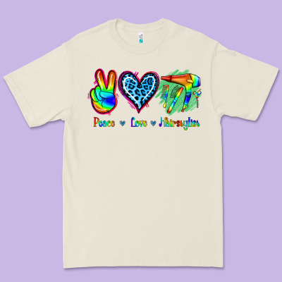 Peace Love Hairstylist Premium Tee Designed By Jasminsmagicworld