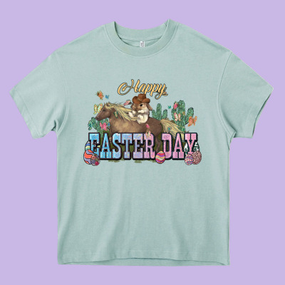 Happy Easter Day Rodeo Heavy Core Tee Designed By Howdyjamesfarm
