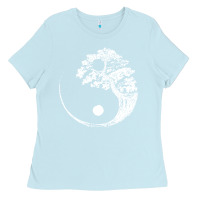 Baby Blue yin yang bonsai tree Ladies Tee - artisFamous