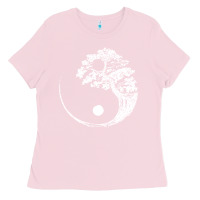 Bubblegum Pink yin yang bonsai tree Ladies Tee - artisFamous
