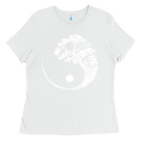 White yin yang bonsai tree Ladies Tee - artisFamous