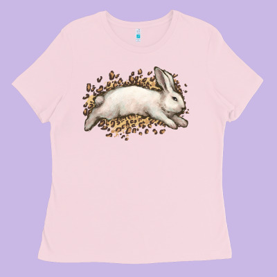 Bunny Rabbit Leopard Easter Day Ladies Tee Designed By Howdyjamesfarm