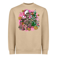 Pink Coffee Gifts Christmas Skeleton Coffee Heavyweight Sweatshirt | Teevron