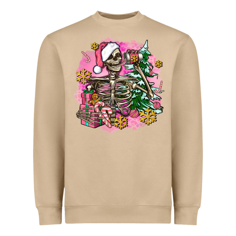 Pink Coffee Gifts Christmas Skeleton Coffee Heavyweight Sweatshirt by AdoDesignShop | Teevron