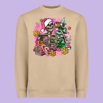 Pink Coffee Gifts Christmas Skeleton Coffee Heavyweight Sweatshirt Designed By Adodesignshop