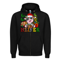 Black ho ho heifer little cute christmas cow Zipper Hoodie - AdoDesignShop