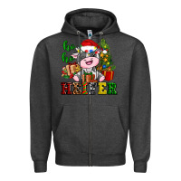 Charcoal Heather ho ho heifer little cute christmas cow Zipper Hoodie - AdoDesignShop