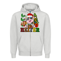 Dove Grey ho ho heifer little cute christmas cow Zipper Hoodie - AdoDesignShop
