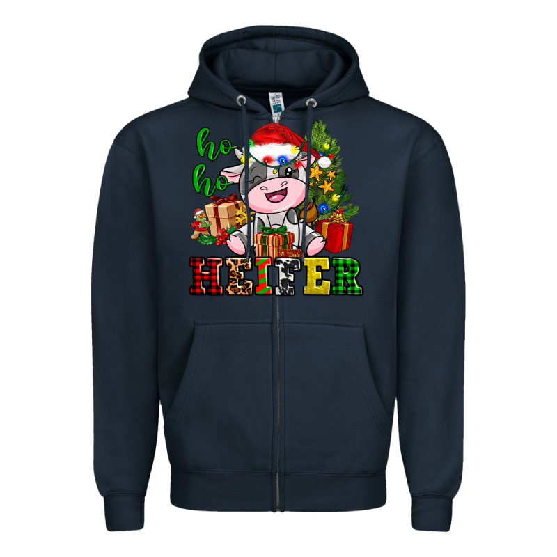Ho Ho Heifer Little Cute Christmas Cow Zipper Hoodie by AdoDesignShop | Teevron