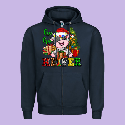 Ho Ho Heifer Little Cute Christmas Cow Zipper Hoodie Designed By Adodesignshop