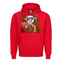 Red ho ho heifer little cute christmas cow Zipper Hoodie - AdoDesignShop
