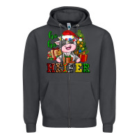 Smoke ho ho heifer little cute christmas cow Zipper Hoodie - AdoDesignShop