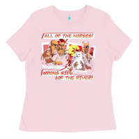 Bubblegum Pink wrong side of the river Ladies Tee - artisFamous