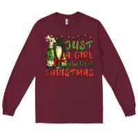 Burgundy just a girl who loves christmas Long Sleeve Tee - BundleAndBundleShop