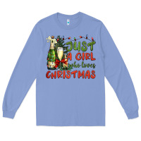 Colony Blue just a girl who loves christmas Long Sleeve Tee - BundleAndBundleShop