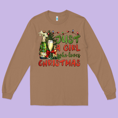 Just A Girl Who Loves Christmas Long Sleeve Tee Designed By Bundleandbundleshop