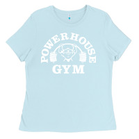 Baby Blue power house gym fitness Ladies Tee - artisFamous