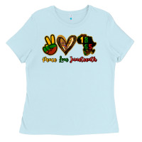 Baby Blue Peace love Juneteenth Ladies Tee - HowdyJamesFarm