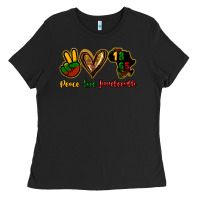 Black Peace love Juneteenth Ladies Tee - HowdyJamesFarm