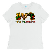 White Peace love Juneteenth Ladies Tee - HowdyJamesFarm