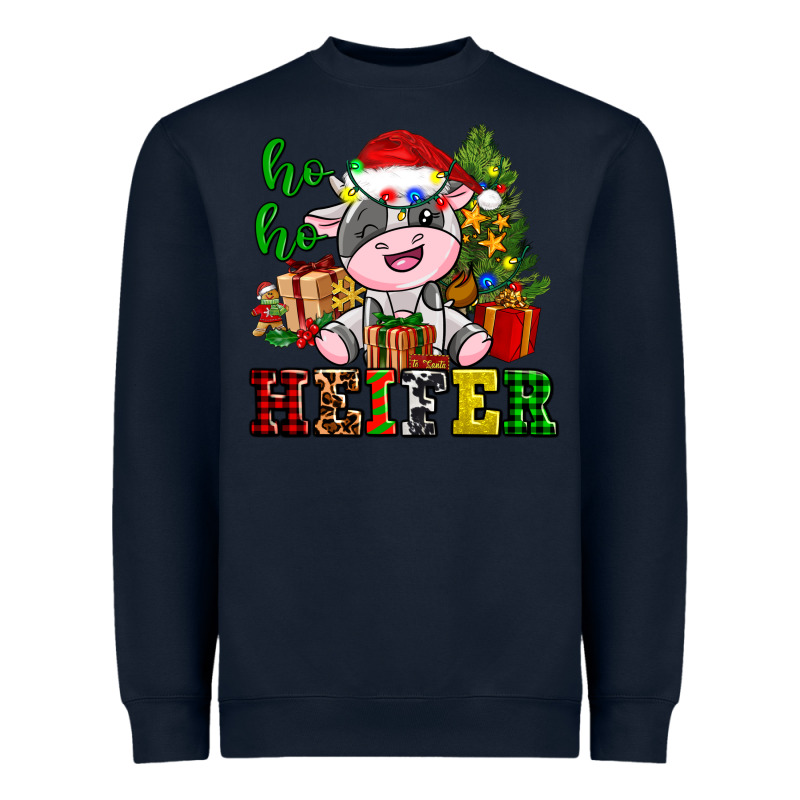 Ho Ho Heifer Little Cute Christmas Cow Heavyweight Sweatshirt by AdoDesignShop | Teevron