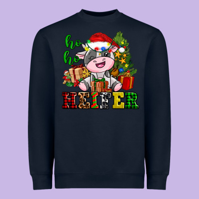 Ho Ho Heifer Little Cute Christmas Cow Heavyweight Sweatshirt Designed By Adodesignshop
