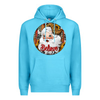 Ocean Blue believe Santa Claus Christmas Premium Hoodie - Jasminsmagicworld