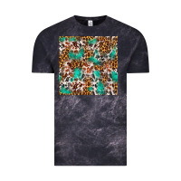 Cloud Black Western Turquoise Glitter Cowhide Leopard Seamless Vintage Tee - FaDigitalArtStudio