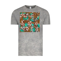 Cloud Rock Western Turquoise Glitter Cowhide Leopard Seamless Vintage Tee - FaDigitalArtStudio