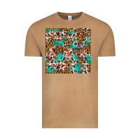 Vintage Camel Western Turquoise Glitter Cowhide Leopard Seamless Vintage Tee - FaDigitalArtStudio