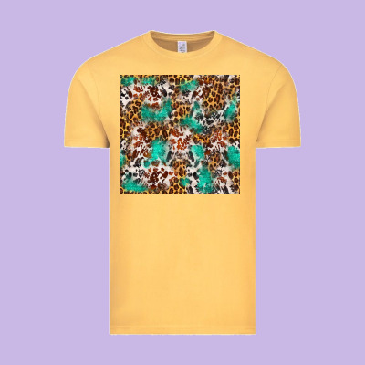 Western Turquoise Glitter Cowhide Leopard Seamless Vintage Tee Designed By Fadigitalartstudio