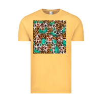 Vintage Mustard Western Turquoise Glitter Cowhide Leopard Seamless Vintage Tee - FaDigitalArtStudio