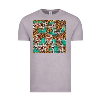 Vintage Zinc Western Turquoise Glitter Cowhide Leopard Seamless Vintage Tee - FaDigitalArtStudio