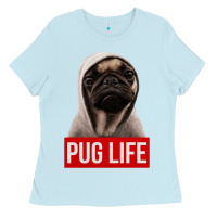 Baby Blue pug life Ladies Tee - artisFamous