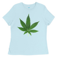 Baby Blue Weed leaf Ladies Tee - artisFamous