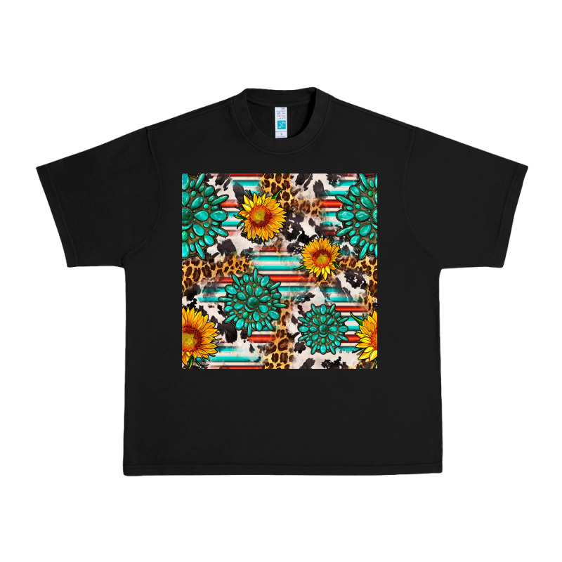 Gemstone Sunflower Cowhide Leopard Seamles Pattern Urban Heavy Tee by FaDigitalArtStudio | Teevron