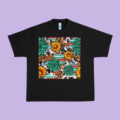 Gemstone Sunflower Cowhide Leopard Seamles Pattern Urban Heavy Tee Designed By Fadigitalartstudio