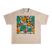 French Oak gemstone sunflower cowhide leopard seamles pattern Urban Heavy Tee - FaDigitalArtStudio
