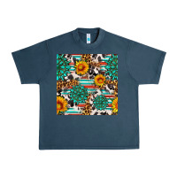 Midnight Navy gemstone sunflower cowhide leopard seamles pattern Urban Heavy Tee - FaDigitalArtStudio