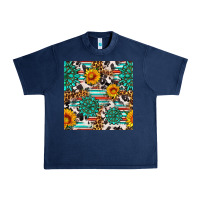 Navy gemstone sunflower cowhide leopard seamles pattern Urban Heavy Tee - FaDigitalArtStudio