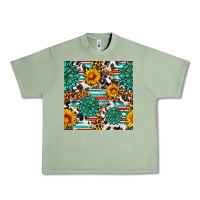 Oil Green gemstone sunflower cowhide leopard seamles pattern Urban Heavy Tee - FaDigitalArtStudio