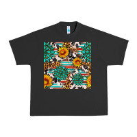 Pigment Black gemstone sunflower cowhide leopard seamles pattern Urban Heavy Tee - FaDigitalArtStudio