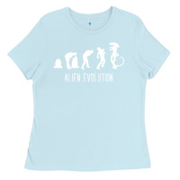 Baby Blue alien evolution Ladies Tee - artisFamous
