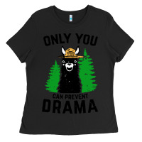 Black only you can prevent drama llama Ladies Tee - artisFamous