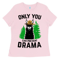 Bubblegum Pink only you can prevent drama llama Ladies Tee - artisFamous