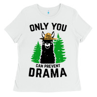 White only you can prevent drama llama Ladies Tee - artisFamous