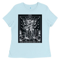Baby Blue hecate tarot card triple moon goddess witch wiccan pagan Ladies Tee - artisFamous
