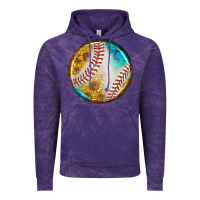 Cloud Purple baseball with sunflower round earrings Vintage Hoodie - BundleAndBundleShop